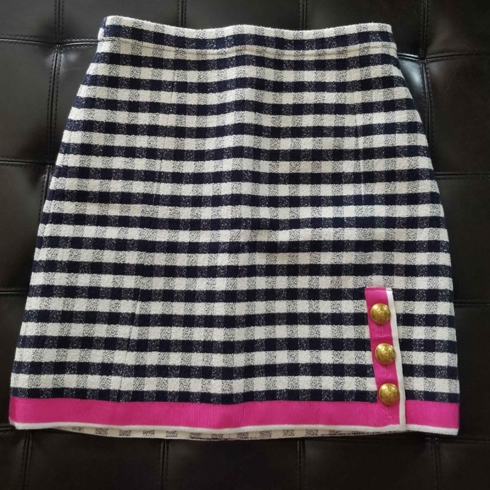 ❗J. Crew Pink Navy Grosgrain Tweed Style Skirt Size 4❗